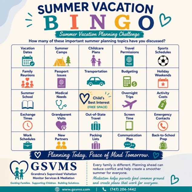 Summer Vacation Co-Parenting Bingo: Planning for a Smoother Summer