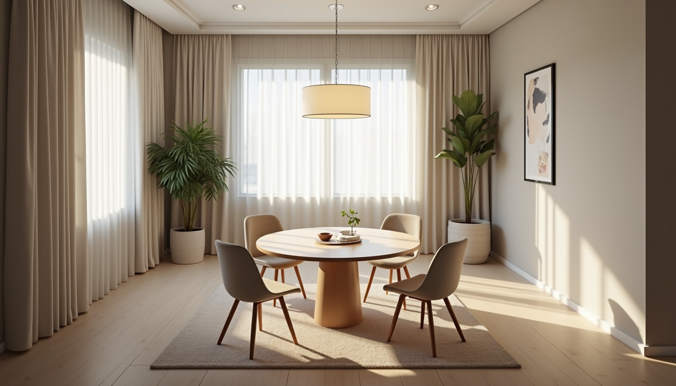 High angle view of a family-friendly mediation room with a round table and chairs
