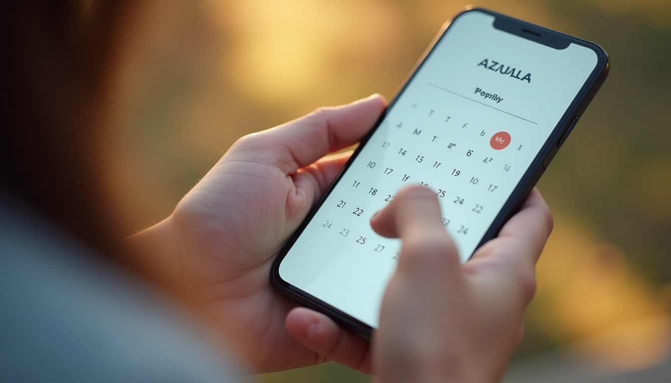 Eye-level view of a shared family calendar on a smartphone